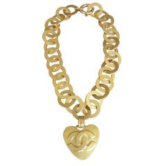 Vintage Chanel  Double C Heart Necklace