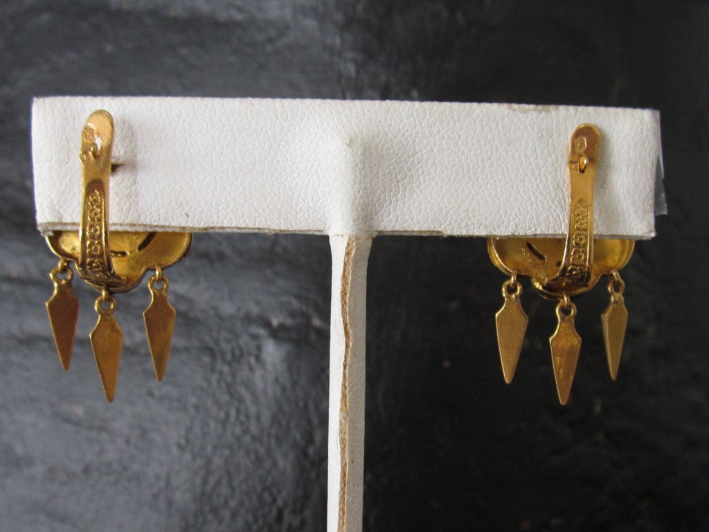 Pair of Antique 19k Gold Portuguese Earrings For Sale 1