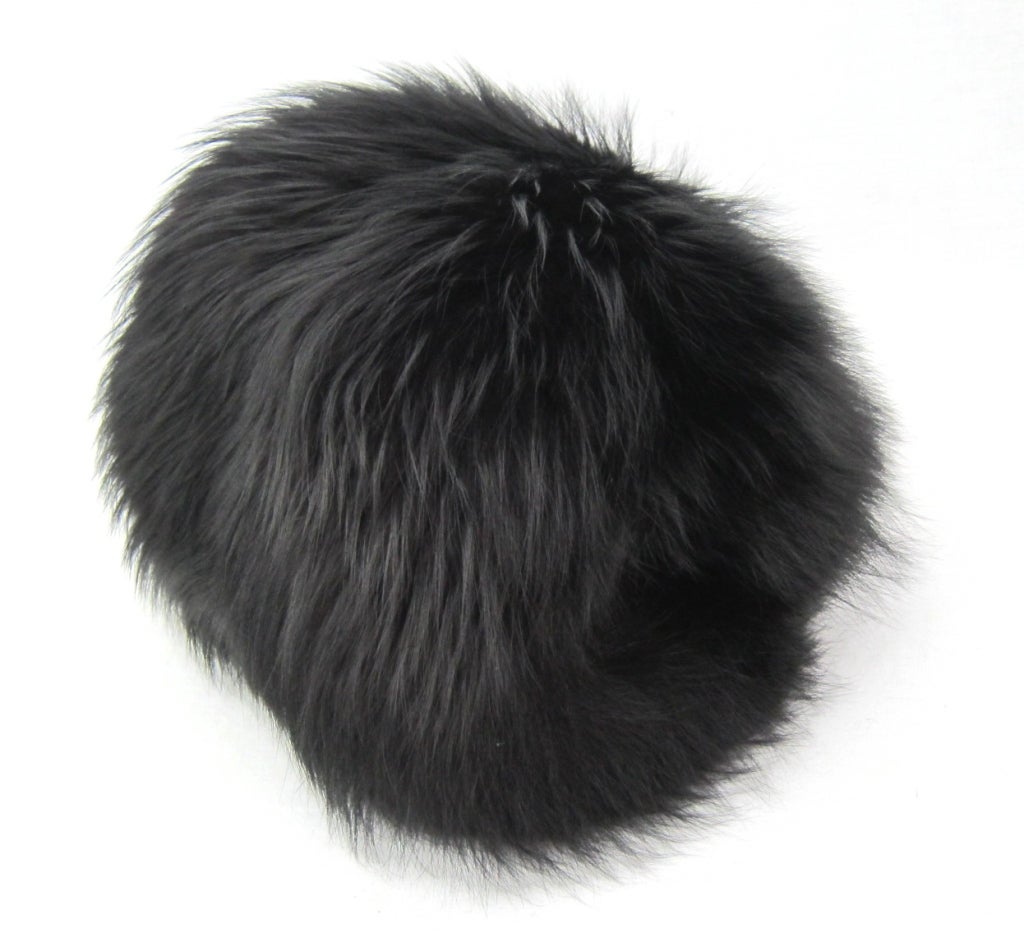 Vintage 1960s Black Fox Fur Muff
