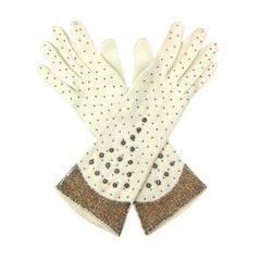 VINTAGE 1940s COPPER BEADED EVENING GLOVES