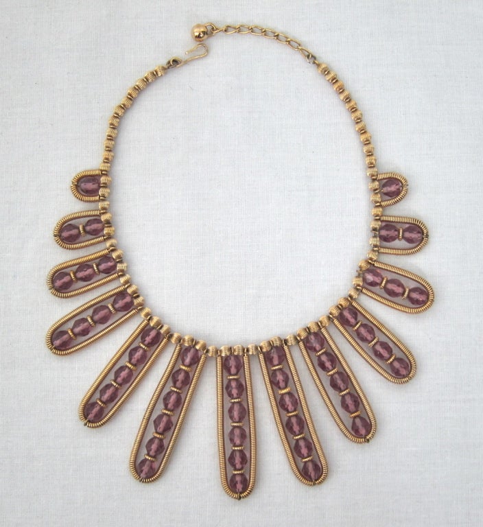 Vintage Napier Gold Purple festoon Necklace