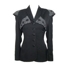 VINTAGE 1940s EXAGGERATED SHOULDER BEADED JACKET