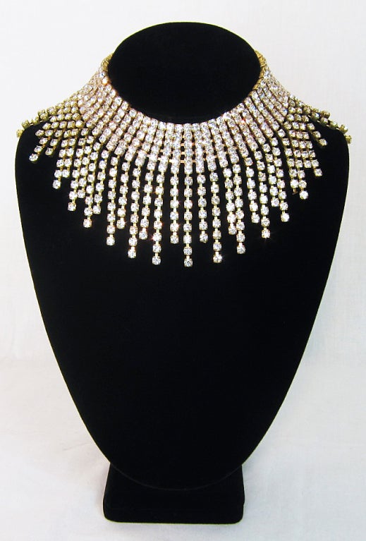 Vintage Massive Rhinestone Czech Collar Festoon Necklace In Excellent Condition For Sale In San Francisco, CA
