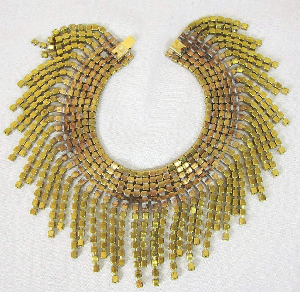 Vintage Massive Rhinestone Czech Collar Festoon Necklace For Sale 6