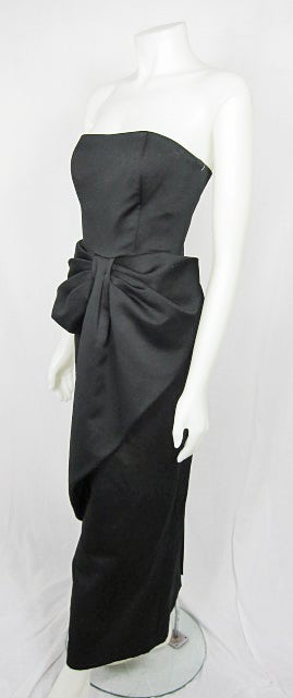 Women's VICTOR COSTA BLACK STRAPLESS BOW SASH BLACK TIE DRESS- OSCARS! For Sale