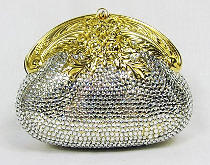 VINTAGE GOLD RHINESTONE STUDDED  MINAUDIERES CLUTCH  PURSE