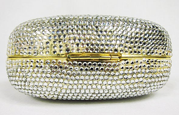 VINTAGE GOLD RHINESTONE STUDDED  MINAUDIERES CLUTCH  PURSE For Sale 2
