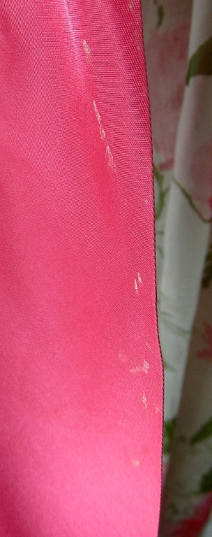 VINTAGE WHITE w PINK ROSES CHIFFON MAXI  FLOWING CHIFFON DRESS For Sale 2