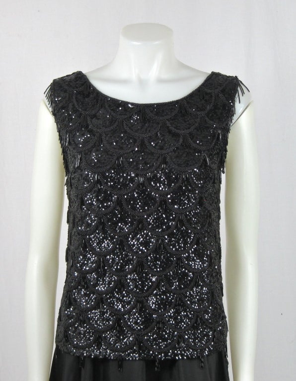 1960s Pale Green Sequin & Fringe Top main image 1