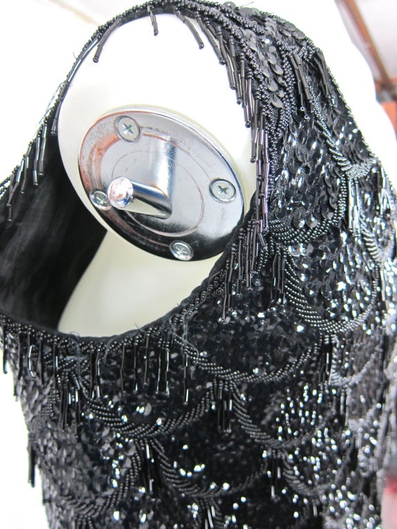 1960s Pale Green Sequin & Fringe Top