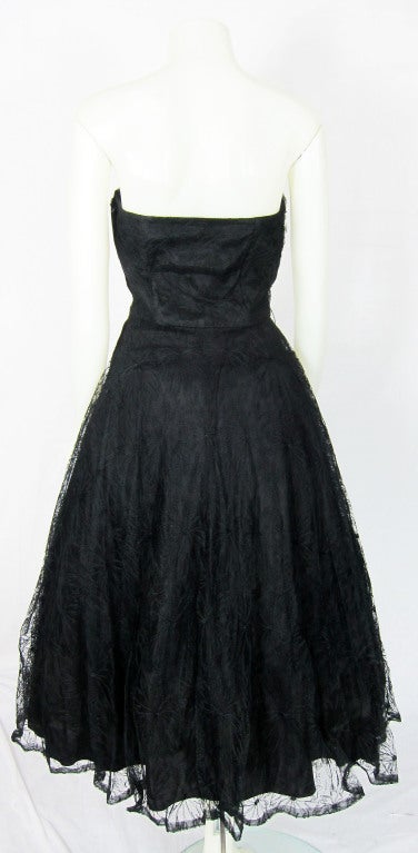 Women's 1940 50s STRAPLESS DAISY LACE FULL SKIRT PARTY DRESS & BOLERO For Sale