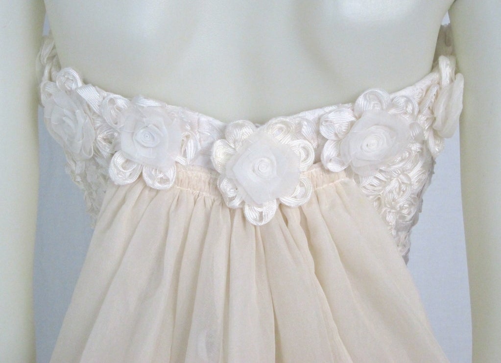 Vintage 1980s Strapless Ribbonwork Mermaid Wedding Dress w train For Sale 3