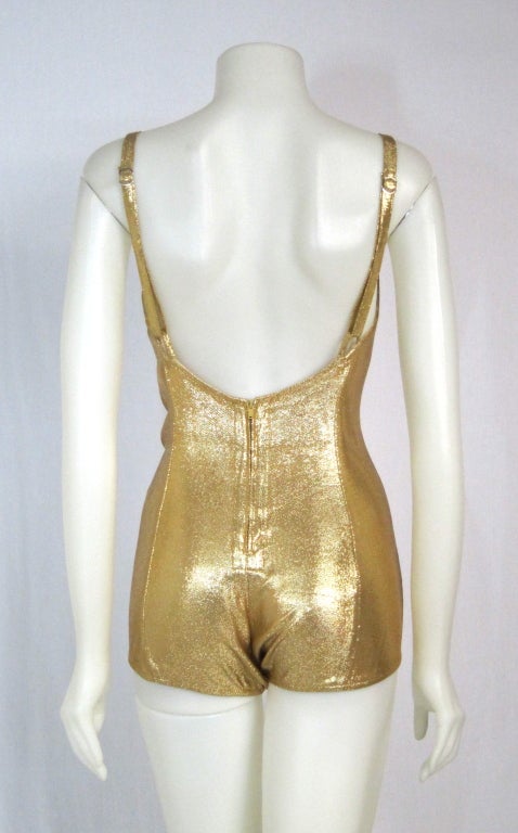 Vintage 1950s Gold Lamé Swim Suit In Excellent Condition For Sale In San Francisco, CA