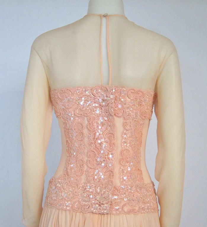 Chiffon Gown w Embellished Bodice Wedding or Gala For Sale 3