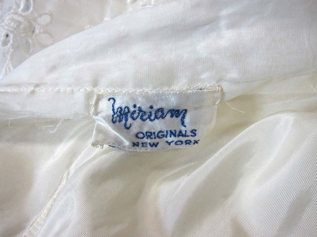 VINTAGE WHITE ORGANZA EYELET LAYERED PARTY WEDDING DRESS  Back Buttons For Sale 3