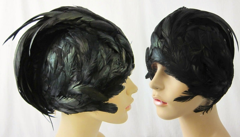 Celebrity Jack McConnell Flapper Iridescent Feather Cloche For Sale 3
