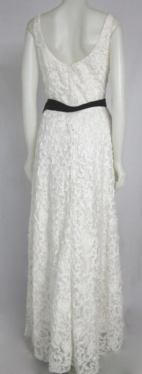 Women's Vintage Emma Domb White Ribbon Lace Wedding Gown For Sale