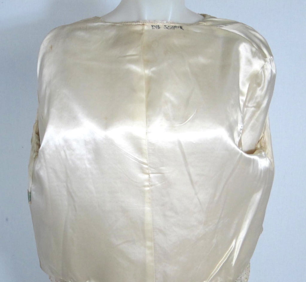 Women's Vintage iridescent White Sequin  Evening Jacket- Satin Lining-Eva Schmir! For Sale