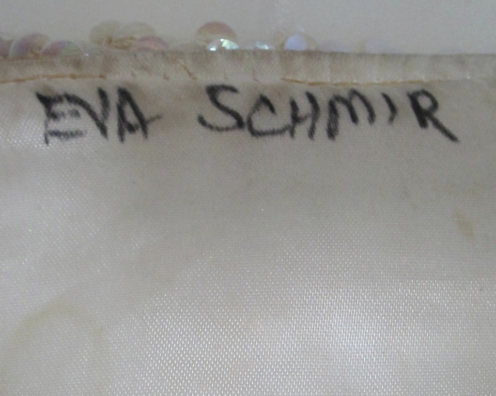 Vintage iridescent White Sequin  Evening Jacket- Satin Lining-Eva Schmir! For Sale 1