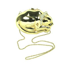 The Bejeweled Cat Gold Hard Case Minaudieres Clutch Handbag