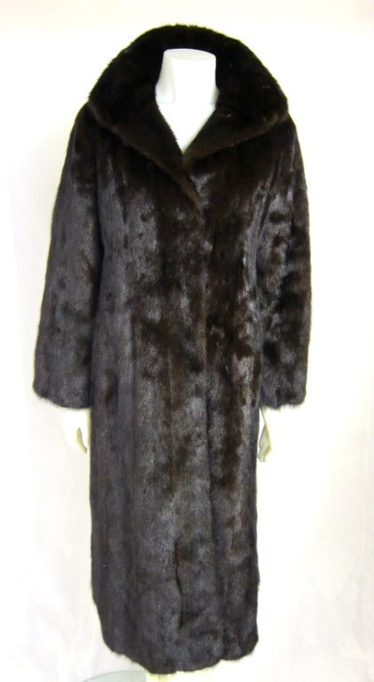 1960S Black Brown Mink Coat- Elaborate Embroidered Lining