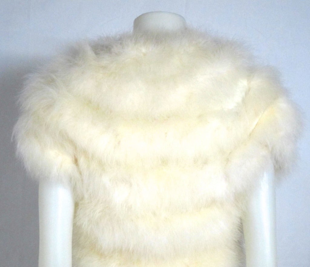 ART DECO White Ostrich Feather Bolero Vest In Excellent Condition For Sale In San Francisco, CA