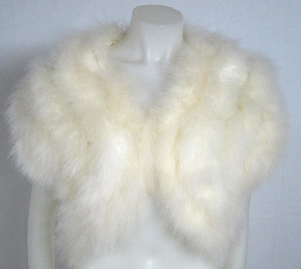 Women's ART DECO White Ostrich Feather Bolero Vest For Sale