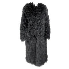 Vintage Black Mongolian Long Curly Lamb Coat BCBG