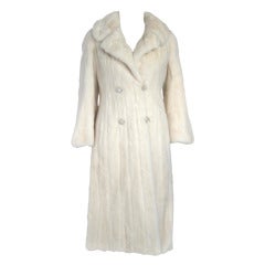1960s Creamy White Jackie O Full Length Mink Coat-fancy buttons
