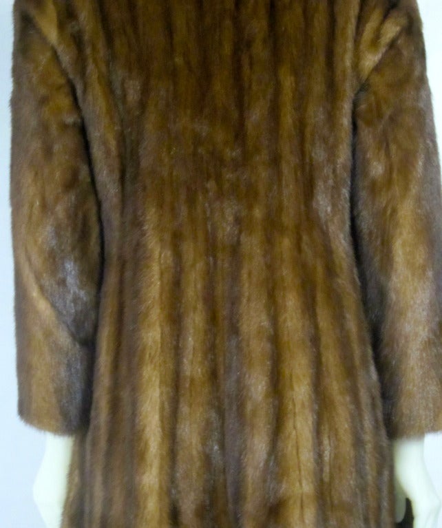 Late 1950s Dark Caramel Full Length Princess Cut Mink Coat- Made in Hollywood In Excellent Condition For Sale In San Francisco, CA