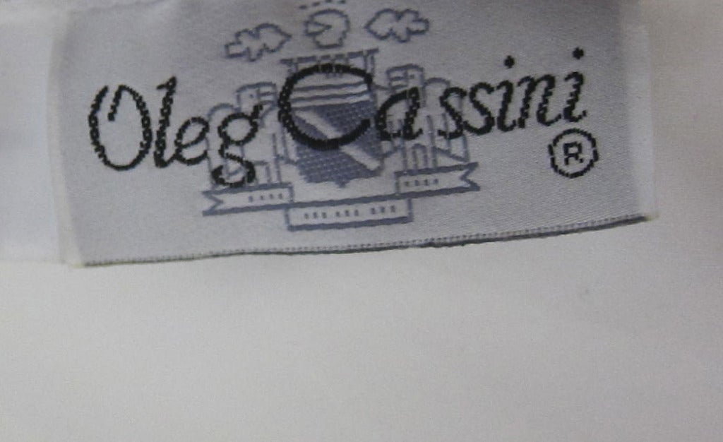 Oleg Cassini White Sheer Floral & Pearls Off Shoulder Train Wedding Dress For Sale 5