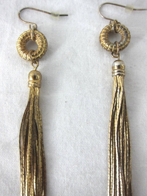 Fine Gold Fringe Shoulder Duster Pierced Earrings-Runaway  4.5