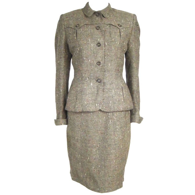 1940s 50s Perry Mason's Woman's Tweed Skirt Suit at 1stdibs