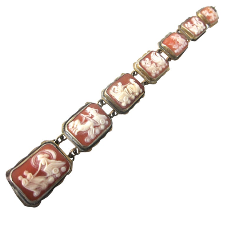 Victorian "Chariots of the Spirit" Shell Cameo Bracelet -800 For Sale