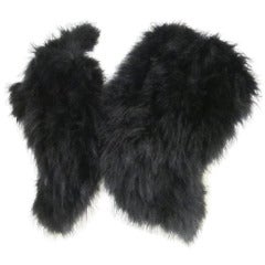 Vintage Black Fluffy Ostrich Feather Vest  Bolero-Medium