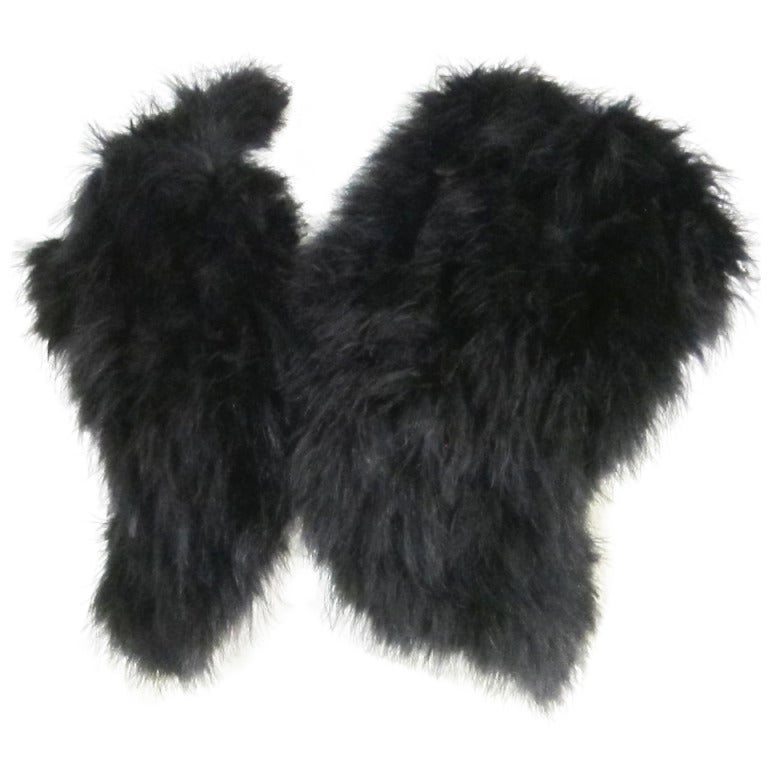Vintage Black Fluffy Ostrich Feather Vest  Bolero-Medium For Sale