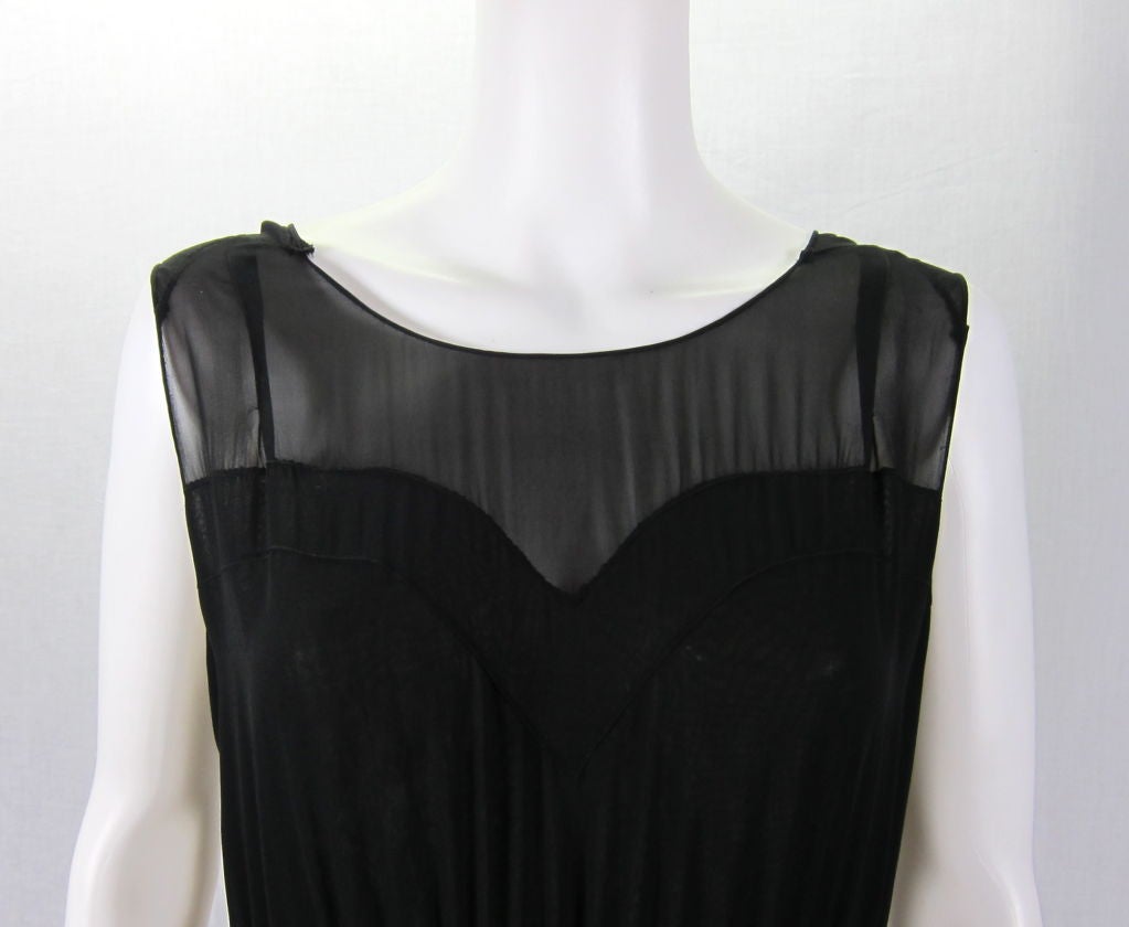 VINTAGE 1920'S SILK SHEER BLACK FULL LENGTH SASH SHEATH DRESS For Sale ...