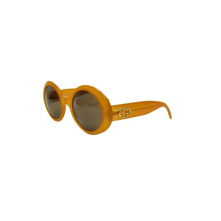 1960 GUCCI BUTTER SCOTCH JACKIE O STYLE SUNGLASSES For Sale