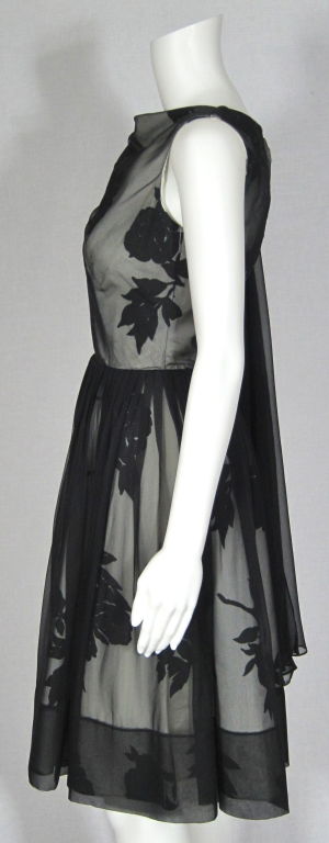 Women's VINTAGE EARLY 1960s CHIFFON OVER TAFFETA SHOULDER SASH DRESS For Sale