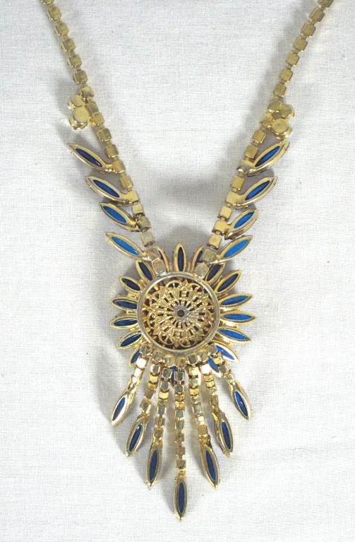 Women's 1960s Julianna Sapphire Marquis Fringe Necklace For Sale