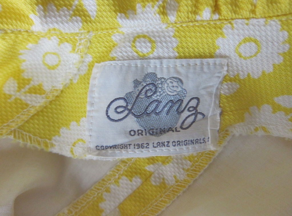 VINTAGE 1962 LANZ ORIGINAL YELLOW DAISY RUFFLE DRESS For Sale 3