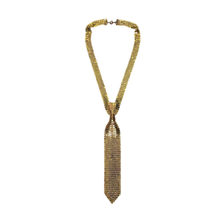 VINTAGE GOLD MESH NECK TIE NECKLACE at 1stdibs