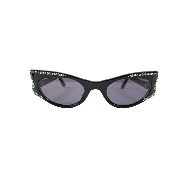 VINTAGE 1950s RHINESTONE CAT EYE SUN GLASSES For Sale