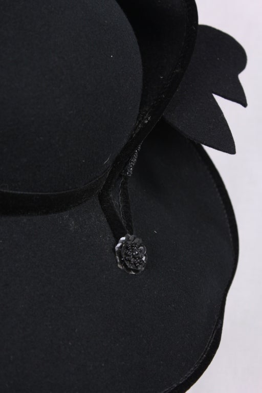 KENTUCK DERBY  NIGHT MASSIVE JET BLACK  BEAD SEQUIN FLOWERS HAT For Sale 2