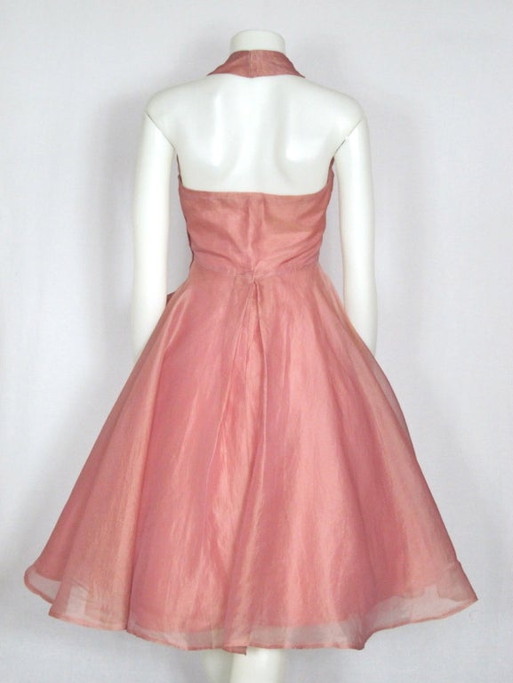 Women's VINTAGE 1950s Rose Pink Organza Party Dress For Sale