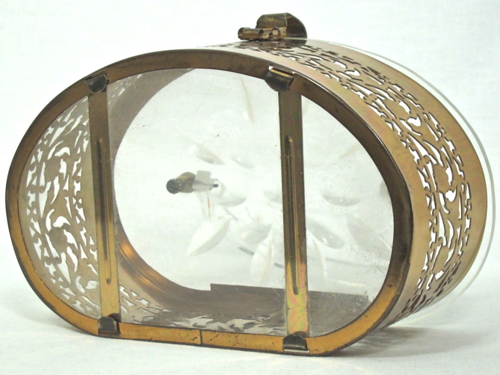 VINTAGE 1950s CARVED LUCITE & PIERCED METAL BOX PURSE For Sale 5