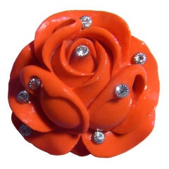 Wonderful Large Faux Coral Rose Pin