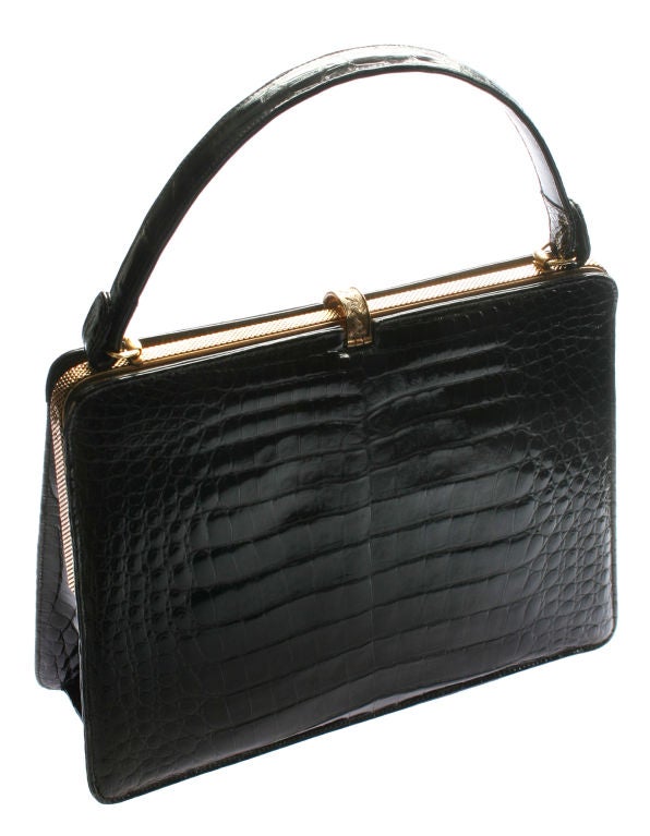 Black Manon Genuine Alligator Hand Bag