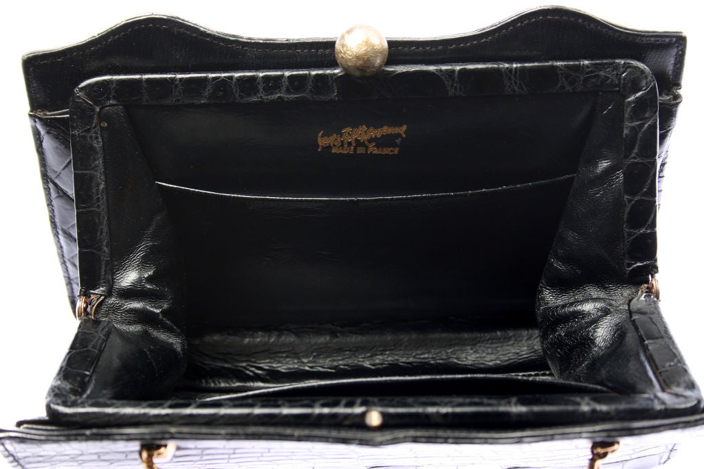 Black French Saks Fifth Avenue Crocodile Handbag