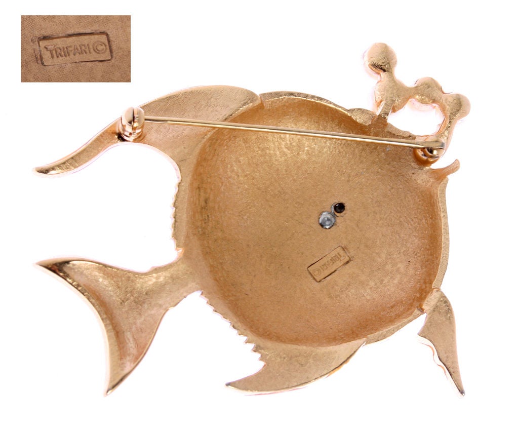 Crown Trifari Brooch Enameled Fish Brooch